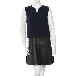 Tibi Navy & Black Dress with leather skirt